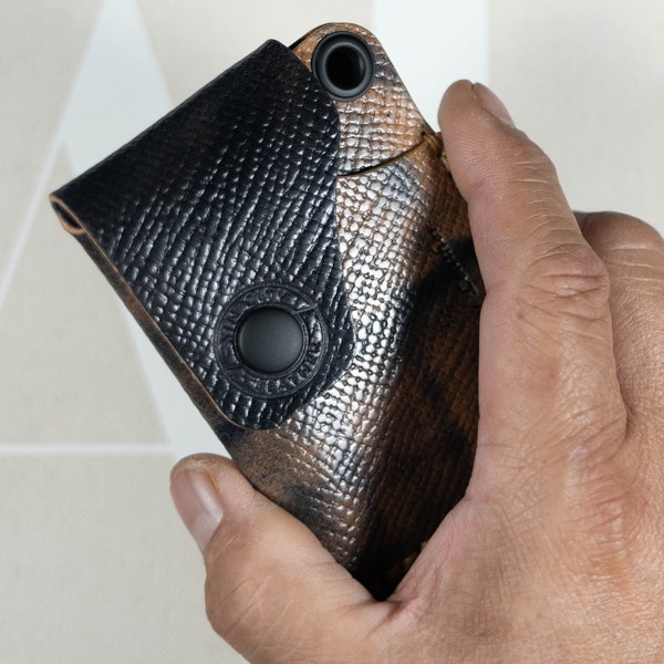 The Nomad.  Hatch  Black Marbled Shell Cordovan, Small wallet wallet