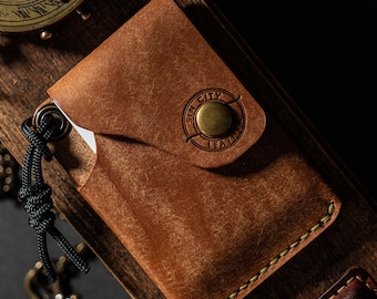 The Nomad v2. Minimalist one piece leather Wallet. slim wallet, edc wallet