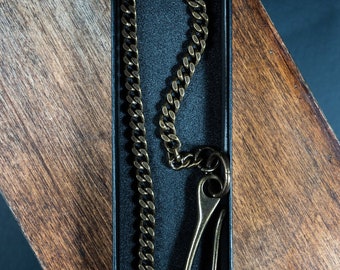 ANTIQUE BRASS Four side flat chain, Solid Brass, for Biker wallet.