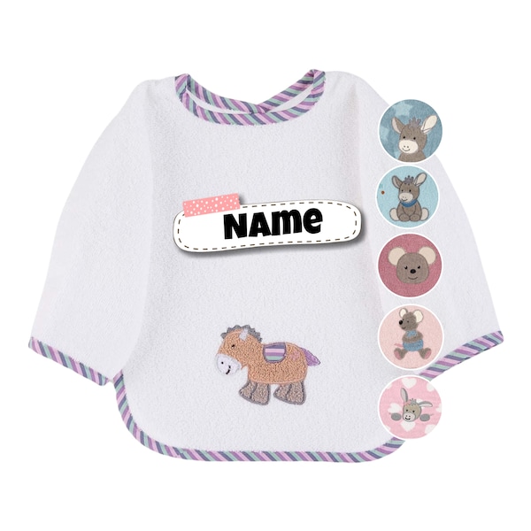 Sterntaler Baby Lätzchen mit Ärmeln | bestickt mit Namen | Langarm Lätzchen Baby | personalisiert | Baby Lätzchen | Baby Geschenk Geburt