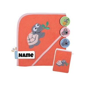 Baby hooded towel set with washcloth | 100% organic cotton | Baby towel 80 x 80 cm hooded bath towel | personalized with name