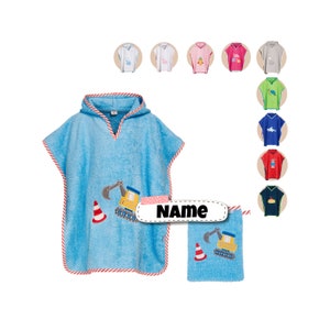 Poncho Baby personalisiert | SET | Bade Poncho Kinder + Waschhandschuh Kinder | Badeponcho mit Namen | Badeponcho Baby | Strandponcho Kinder