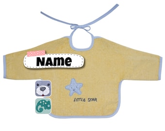 Langarm Lätzchen Baby bestickt mit Namen | 100% Baumwolle | personalisiert | Lätzchen mit Ärmel Baby | verschiedene Varianten