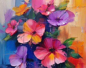 Colorful Abstract Floral Art Print | Abstract Flower Canvas Wall Art ...
