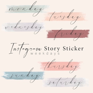 instagram story sticker set daily basic weekdays | 21 sticker | backgrounds brush handlettering