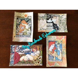 Journaling Cards/Tuck Spots/Pockets Theme- Art Deco/ Alphonse Mucha Ladies . Sizes- - 3.5 x 5.5 and 3.5 x 5 nches