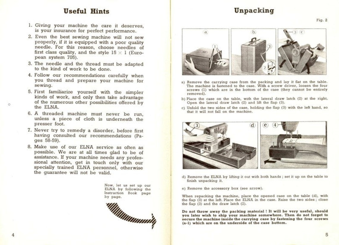 Original Elna Supermatic Sewing Machine Manual Digital Download Vintage