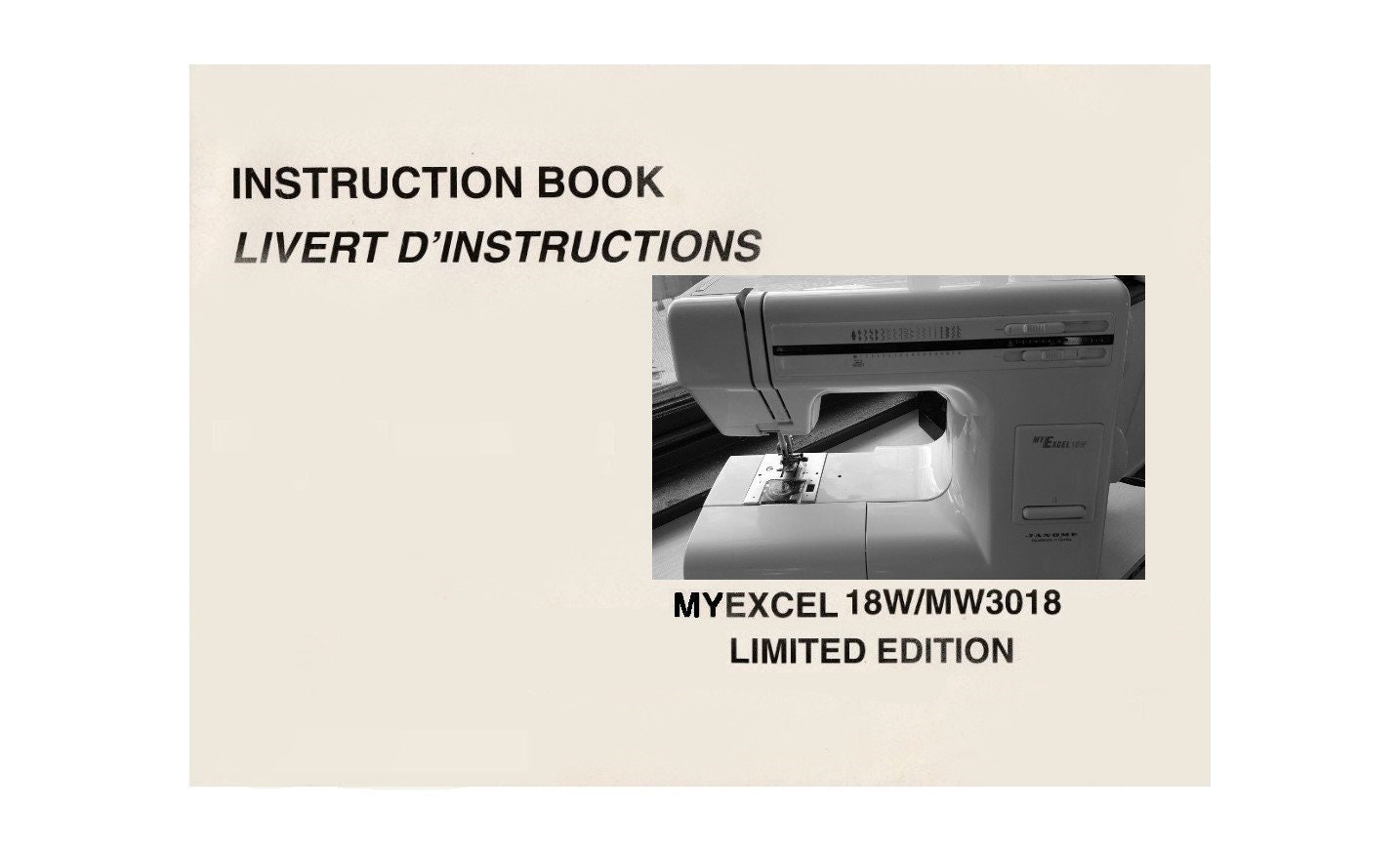 Janome Myexcel 18W & MW3018 Instruction Manual (PDF Download) - Etsy