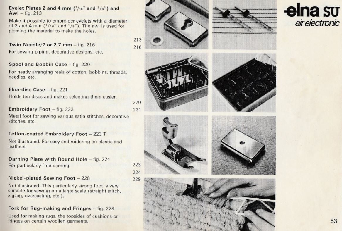 Instruction Booklet for Elna Su Air Electronic, Elna CI, Elna 68, Elna