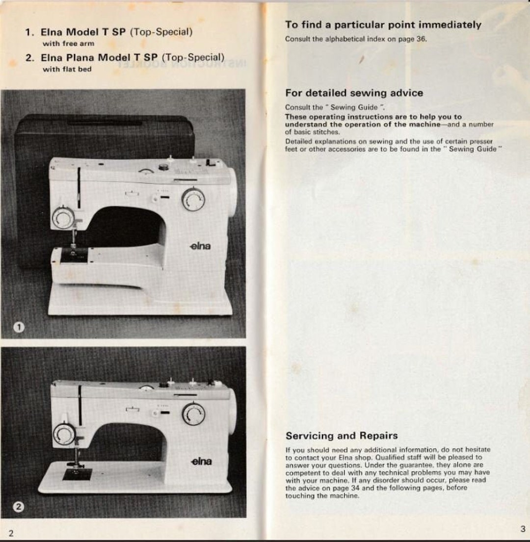 Original Elna Top Special, TPS Sewing Machine Manual. Scanned Original