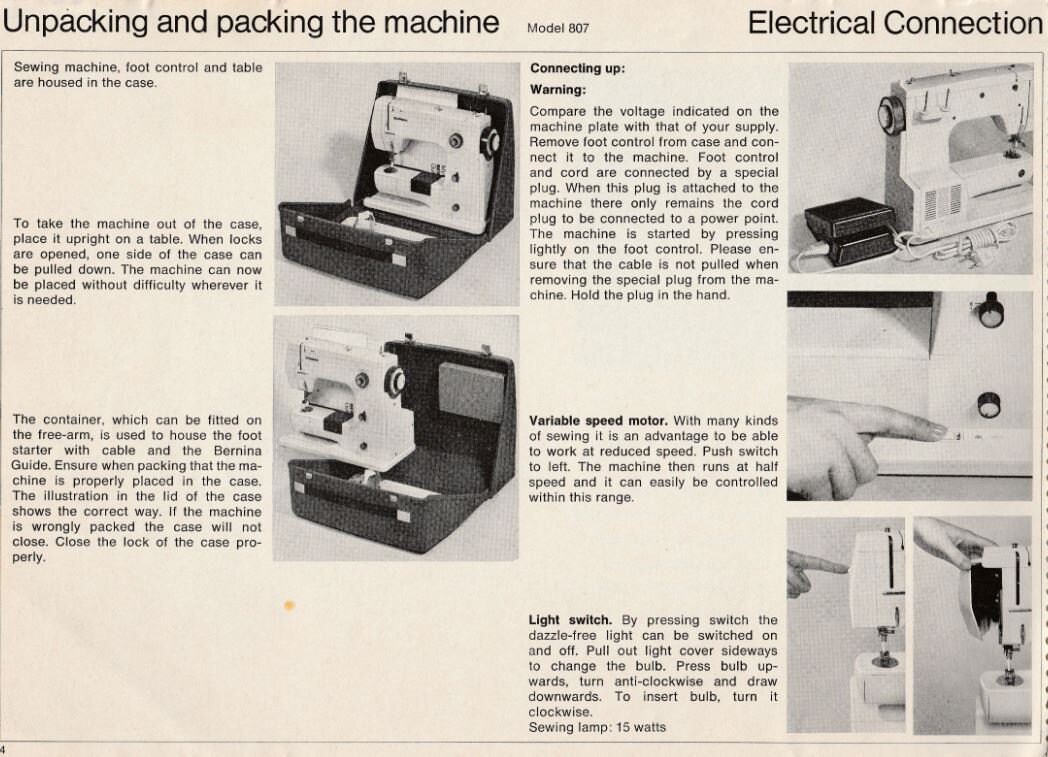 Bernina 807, 817 Series Sewing Machine Manual. Digital Bernina Sewing
