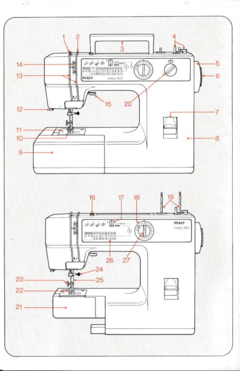 Digital Pfaff Hobby 350, 382, 422 Series Sewing Machine Instructions ...