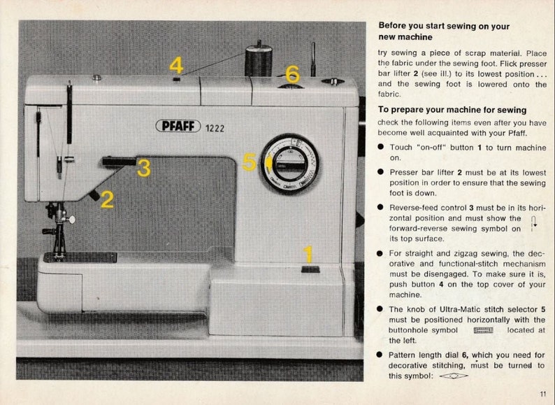 Pfaff 1221, 1222 Series Sewing Machine Manual. Instant PDF Digital