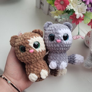 Plush Crochet Kitten toy, Amigurumi soft toy, Handmade Soft Kitten Gift, Baby cat plush, Small Amigurumi Animal, Safe Stuffed Toy for Baby