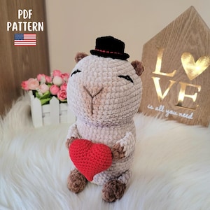 Capybara Crochet Pattern PDF, Amigurumi Capybara Tutorial, Cute Plush Animal Toy, DIY Gift, Beginner-Friendly, English pattern