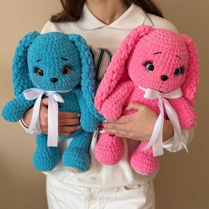 Large Plush Bunny 16 Inches – Handmade Crochet Bunny Toy, Big Stuffed Rabbit, Soft Plush Toy, Baby Shower Gift, Nursery Decor