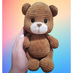 Handmade Crochet Teddy Bear: Plush Stuffed Animal with Scarf (24 cm)