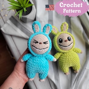 Labubu Crochet Pattern - Plush Labubu Tutorial - Labubu Amigurumi Toy - Easy PDF Tutorial in English - Cute Soft Toy DIY