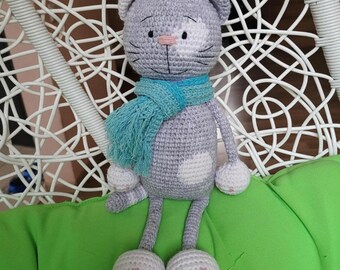 Crochet Cat Plush Toy: Handmade Wool Blend Amigurumi Kitten