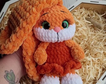 Plush Bunny Handmade – Crochet Stuffed Toy, Personalized Gift, Soft Bunny, Custom Name Bunny, Cute Gift for Baby, Birthday Gift