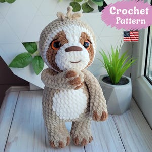 Patrón de crochet de perezoso de peluche en PDF – Tutorial de perezoso amigurumi – Lindo peluche – Manualidades con hilo suave – Patrón para principiantes