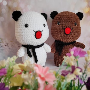 Bubu and Dudu Plush Toy - Cartoon Bear and Panda Crochet Toys - Amigurumi Gift - Soft Crochet Animals - Bear Plushie - Custom Order