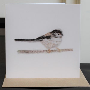 Long Tail Tit - prachtige blanco wenskaart van 6 x 6" - origineel ontwerp