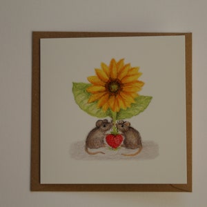 Ratones lindos enamorados - Tarjetas de felicitación en blanco de 6"x6" - Original