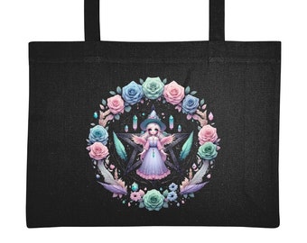 Extra Large Enchanted Pastel Witch Large Tote Bag - Eco-Friendly Recycled Materials, Spacious & Durable Shopping Bag witch pagan pastel pink