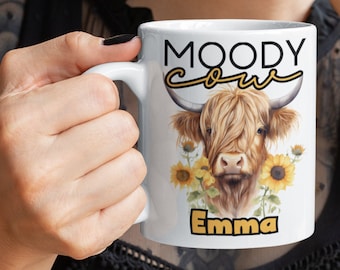 Custom Mug - Highland Cow Gifts, funny coffee mugs, personalised mugs, Flower Mug, Name Mug, Birthday Mug for her, large mug