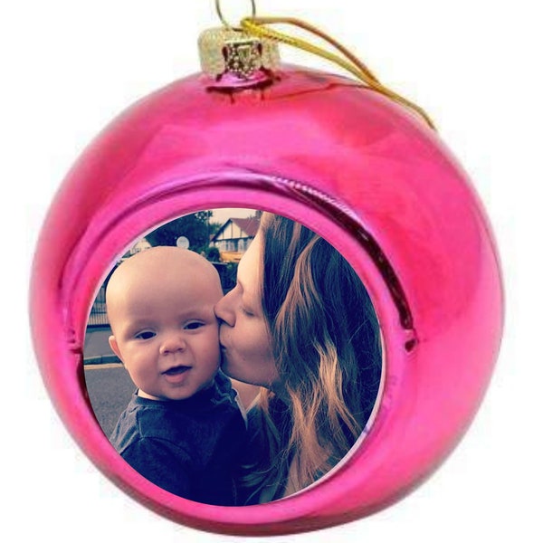 Pink Photo Bauble | Christmas Tree Decoration | Pink Tree Ornament