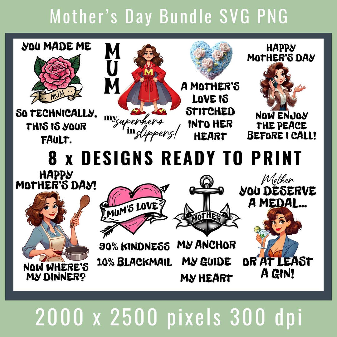 Mother's Day PNG & SVG Sublimation Bundle | Mum Clipart | Funny Mum ...