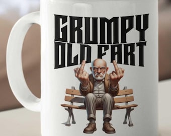 Warning Grumpy Old Fart Mug - Funny Coffee Mug Gift For Grandpa, Dad, Or Old Man, Microwave Safe