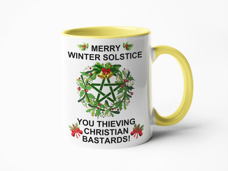 Winter Solstice Mug Pagan Gifts Pagan Tumbler Funny Mugs, Swear Mugs, Rude gifts for her, pagan coaster 11oz yellow inner