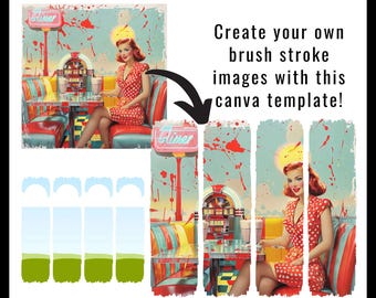 Brush Stroke Canva Template (x2): Drag & Drop Image Frames (Digital Download)