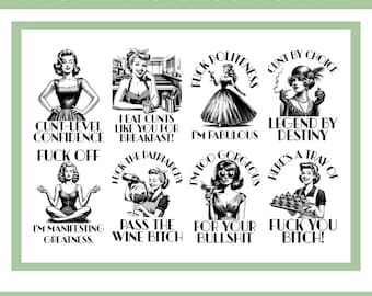 Retro Sass PNG: Sarcastic Design Bundle Digital Download