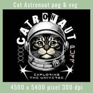 Download digitale png digitale svg gatto astronauta / grafica t-shirt / stampa tazza galassia / design fodera cuscino adesivi galassia idea regalo unica