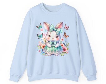 Baby Blue Rabbit Sweatshirt Coquette Style Jumpers for women Pink Rabbit Sweater
