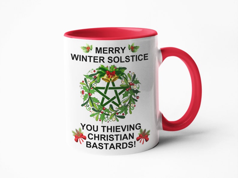 Winter Solstice Mug Pagan Gifts Pagan Tumbler Funny Mugs, Swear Mugs, Rude gifts for her, pagan coaster 11oz red inner