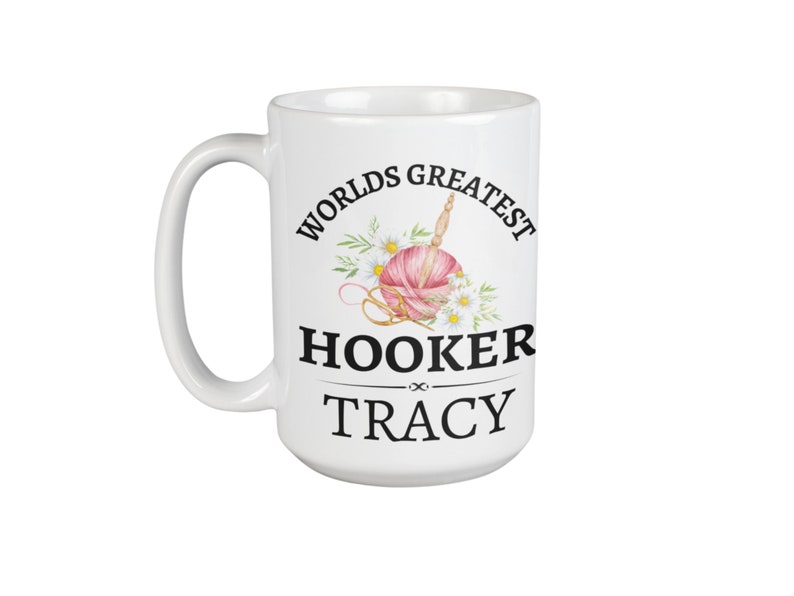 Hooker Funny crochet mug gift for her birthday Christmas present 15oz white mug