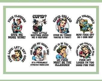 Retro Valentine's Sarcastic PNG Bundle: Funny Sublimation Designs (Digital Download)