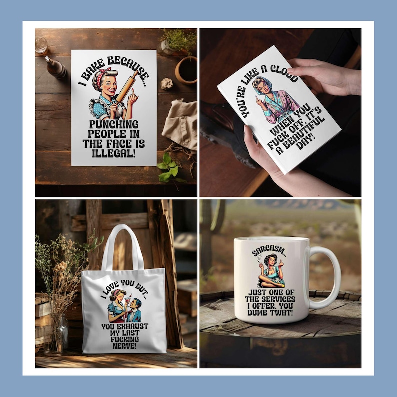 1950s Housewife Sarcastic PNG SVG Bundle: Retro Illustrations (Digital Download) image 2