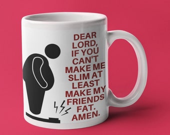 Funny Coffee Mugs I Beat Anorexia Cartoon Joke Gift Giant Large NOVELTY Mug