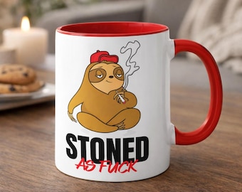 Stoned AF Sloth Funny Swear Mug Weed Stoner Birthday Gift For Men Brother Dad Uncle Coworker