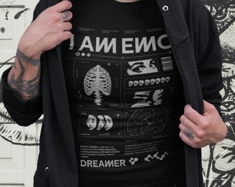 I Am Emo Dreamer Gothic Unisex T-Shirt in Black - Statement Tee for Dreamers Heavy Cotton Tee