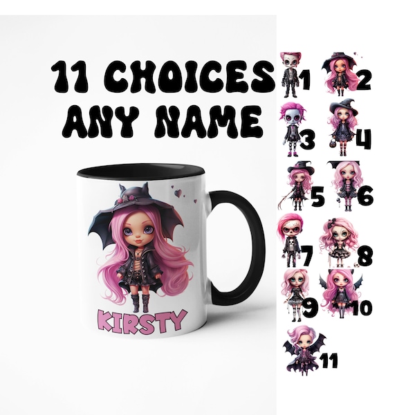 Unique Birthday: Gothic Cartoon Mugs, Spooky Mug & Custom Teen Mugs - Personalized Gifts for Goth Teen