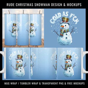 Engraçado Natal PNG, Boneco de Neve Clipart, Desenhos de Natal, Desenhos de Sublimação, Envoltório de Caneca de Natal, Impressão Sob Demanda, Envoltório de Copo de Boneco de Neve