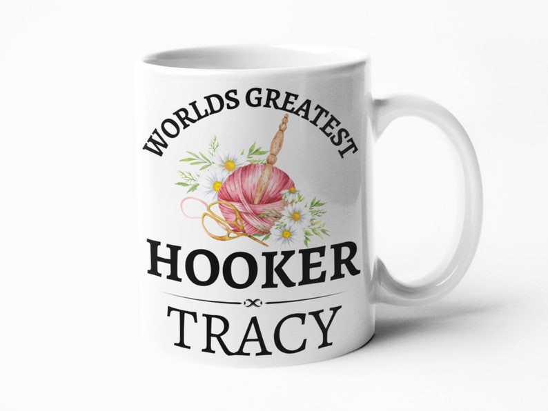 Hooker Funny crochet mug gift for her birthday Christmas present 11oz white mug