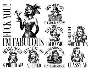 Retro Sass PNG Sublimation Bundle: Sarcastic Digital Designs