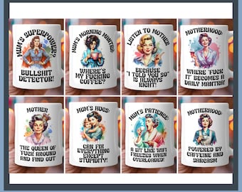 Funny Mother's Day PNG Sublimation Bundle: Sarcastic Retro Mum Designs Digital Download